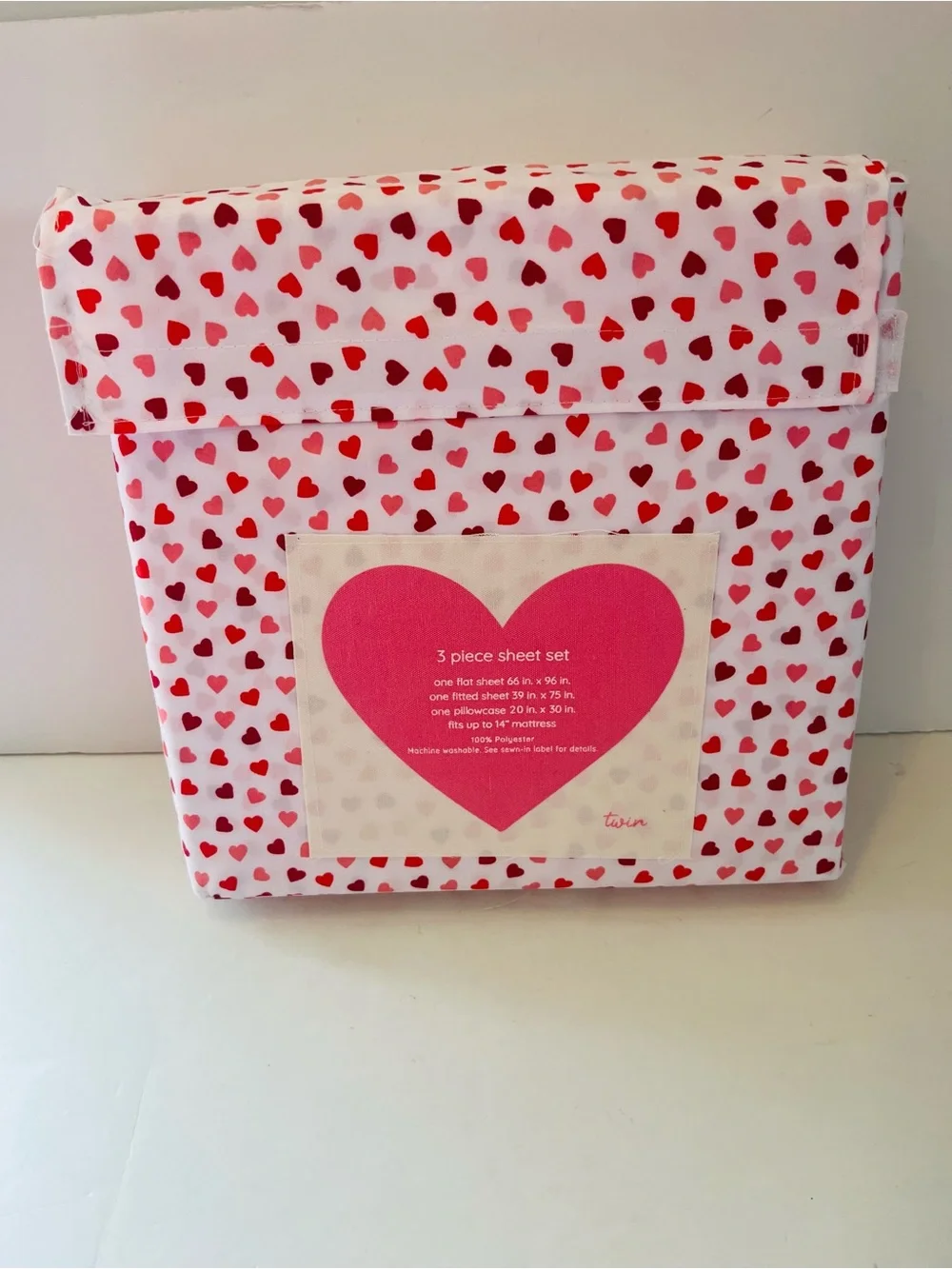 London Kaye & Oh Cupid Lot of 2 Twin Size Heart Valentine Sheet Sets Pink White